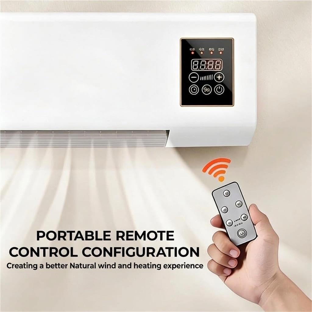 Mini Unidad de Aire Acondicionado Aire Pared Portátil 2en1 Viento natural Calor Control Remoto Digital