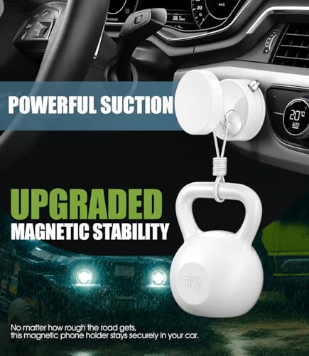 Image of 2026 New Vacuum Magnetic Suction Phone Holder, Magnetic Suction Phone Mount, Foldable and Retractable Double-Sided Phone Holder, Adjustable Strong Car Mount (White)