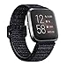 AK for Fitbit Versa Bands, Soft Fabric Replacement Wristband Sports Strap with Fastener Adjustable Velcro Closure for Fitbit Versa Women Men (Black, 5.5" - 9.4")