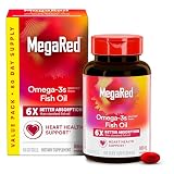 MegaRed Fish Oil 800mg Omega 3 Supplement with EPA & DHA, Supports Heart, Brain, Joint and Eye Health, No Fishy Aftertaste - 80 Softgels (80 Servings)