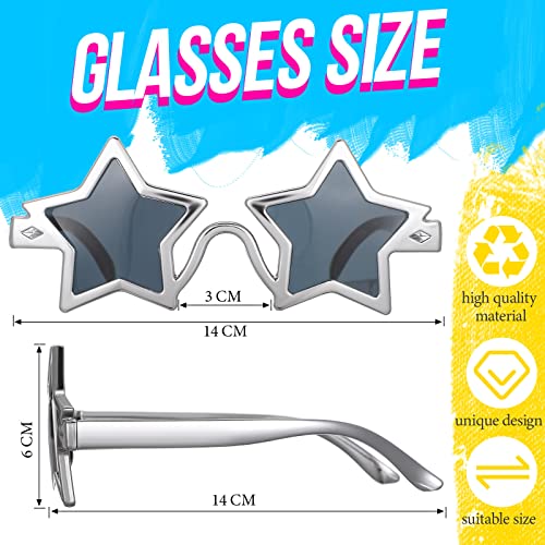 Fiada 2 Pieces Star Shaped Sunglasses Pentagram Sunglasses Fancy Dress Novelty glasses for Christmas Party Adults Photo Props(Silver) - Image 2
