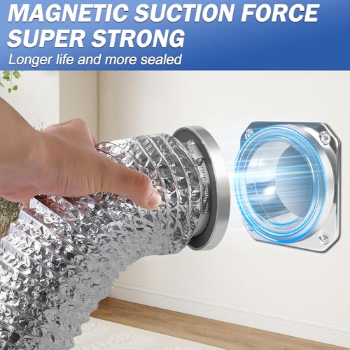 MONOJOY DVC-180 Magnetic Dryer Vent Connector Kit - 4 Inch Quick Connect Dryer Hose Coupling with 3.3ft Flexible Duct & 2 Clamps - Strong Self-Aligning Airtight Seal for Easy Cleaning & Tight Spaces by MONOJOY - Image 8