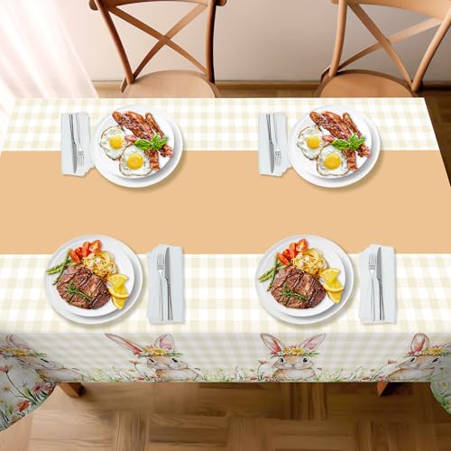 Childom 2 Pack Easter Tablecloth,Easter Decorations 54" x 108" Disposable Plastic Tablecloth,Bunny Table Cloth Checkered Decorations,Plastic Table Cover for Party Supplies,Indoor,Outside,Home,Dinner Childom 2 Pack Easter Tablecloth,Easter Decorations 54" x 108" Disposable Plastic Tablecloth,Bunny Table Cloth Checkered Decorations,Plastic Table Cover for Party Supplies,Indoor,Outside,Home,Dinner - Image 5