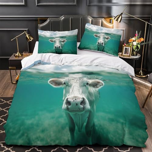 Housse de couette super douce imprimé vache pour éviter la chaleur