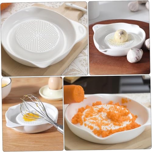 Image of Ceramic Handheld Ginger Garlic Grater Mini Mortar Spice Tool Kitchen Zester Citrus Fruit Grating Plate Nonstick Small Size Easy Clean Home Cooking Accessory (Big Size 16cm)
