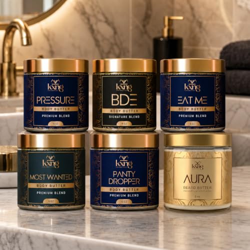 Image of KXNG Cosmetics Men's Skin Care Essentials Pack | Body & Beard Butters with Travel-Size Hand Sanitizer for Men | Daily Moisturizing & Hygiene Care Set | Ideal for Hands, Feet & All Skin Types
