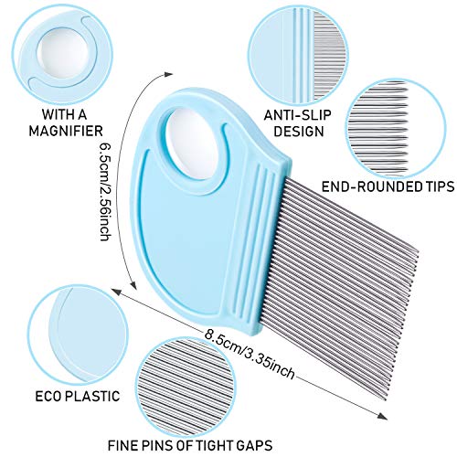 Peine para liendres con lupa 6 piezas azul celeste miniatura 2
