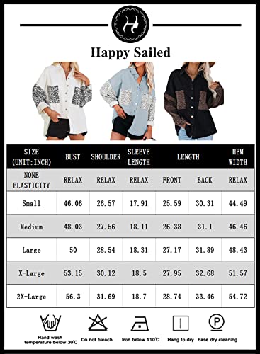 Happy Sailed Womens Plus Size Cheetah Jacket Western Fashion Leopard Contranst Denim Jacket Boyfirend Style Jean Jacket Casual Button Down Denim Shirts Black Xl #TOP5