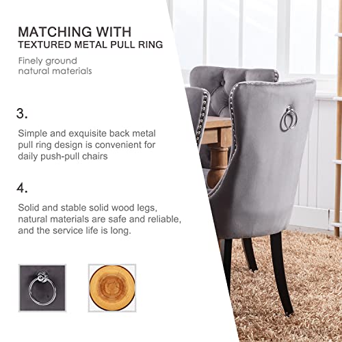 Qtivii Velvet Dining Chairs Set Of 6, Tufted Dining Chairs With Button Back, Nailhead Trim, Upholstered Dining Room Chairs For Kitchen, Bedroom, Restaurant (Grey) #TOP2