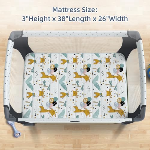 Image of 3 inch Mini Mattress, 38 inch Lx26 W Size Mattress, No Gaps Edge Reinforcement High Density Foam, Odorless and Steady, Certipur-us and Oeko -tex Certified, Giraffe