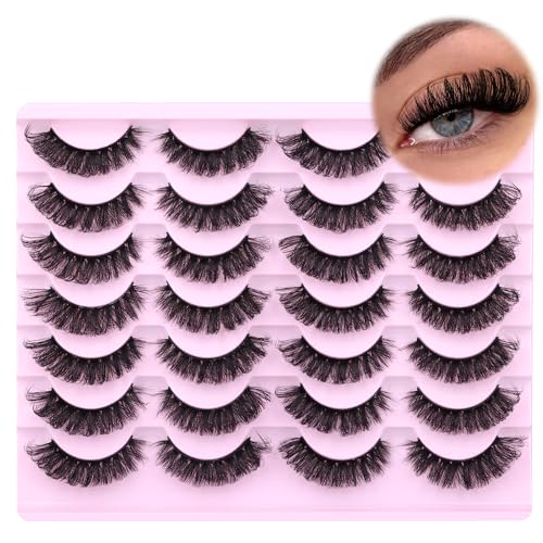 Zanlufly False Eyelashes Fluffy Russian Strip Lashes D Curl Fake Eyelashes Extension Wispy Cat Eye Lashes Handmade Soft Reusable 14 Pairs Lashes Pack thumb #5