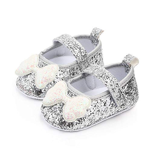 Baby Girls Sequined Mary Jane Flats Anti-Slip Soft Sole Toddler Princess Dress Shoes