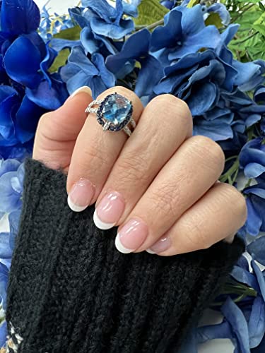 1/3 Carat Diamond, Blue Topaz And Sapphire Halo Engagement Ring For Women In 14K White Gold (G-H, Vs2-Si1, Cttw) Promise Anniversary Ring Size 7 By Levian #TOP5