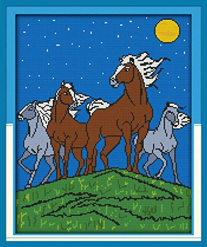 Peinture au diamant 5D cheval kit complet : broderie point de croix et strass 30x40 cm