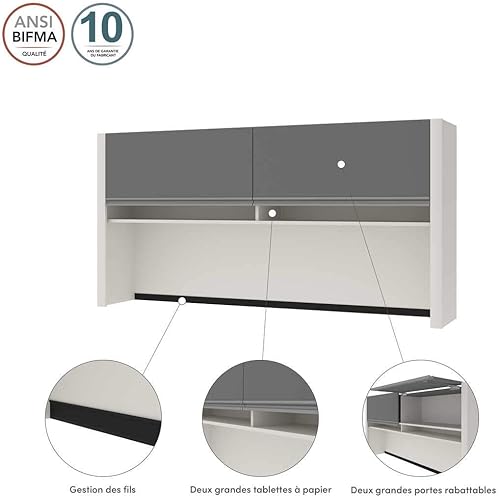 Miniatura 7 de Bestar Connexion Hutch para carcasa de escritorio estrecha, 71 W, pizarra y arenisca