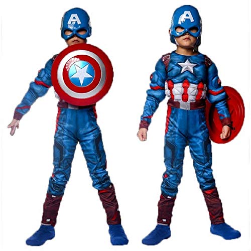 Image of FancyDressWale Boys American Soldier Muscle and ADVENTURE Theme Super Hero Dress Costume with Shield(Multicolor)(Metal)