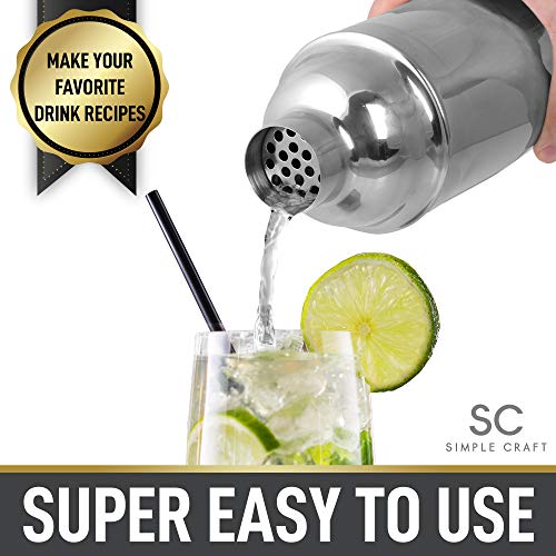 Simple Craft 24Oz Cocktail Shaker - Stainless Steel Professional Grade Martini Shaker - Premium Martini Shaker And Strainer For Bartending, Homebars & Mixing Cocktails #TOP5