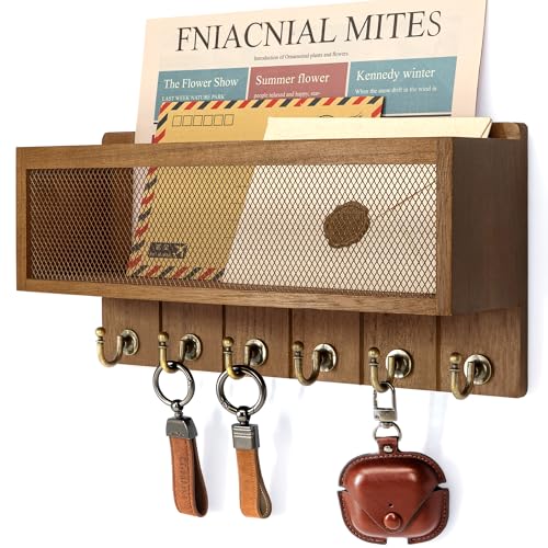 Rebee Vision Key Holder Wall Mount with Mesh Mail Basket