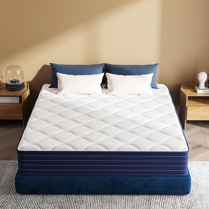 Queen Mattress, 14 Inch Queen Size Mattresses in a Box, Mattress Queen Size, Pocket Spring&Memory Foam, Medium Firm, Motion Isolation, Fiberglass Free, CertiPUR-US Certified