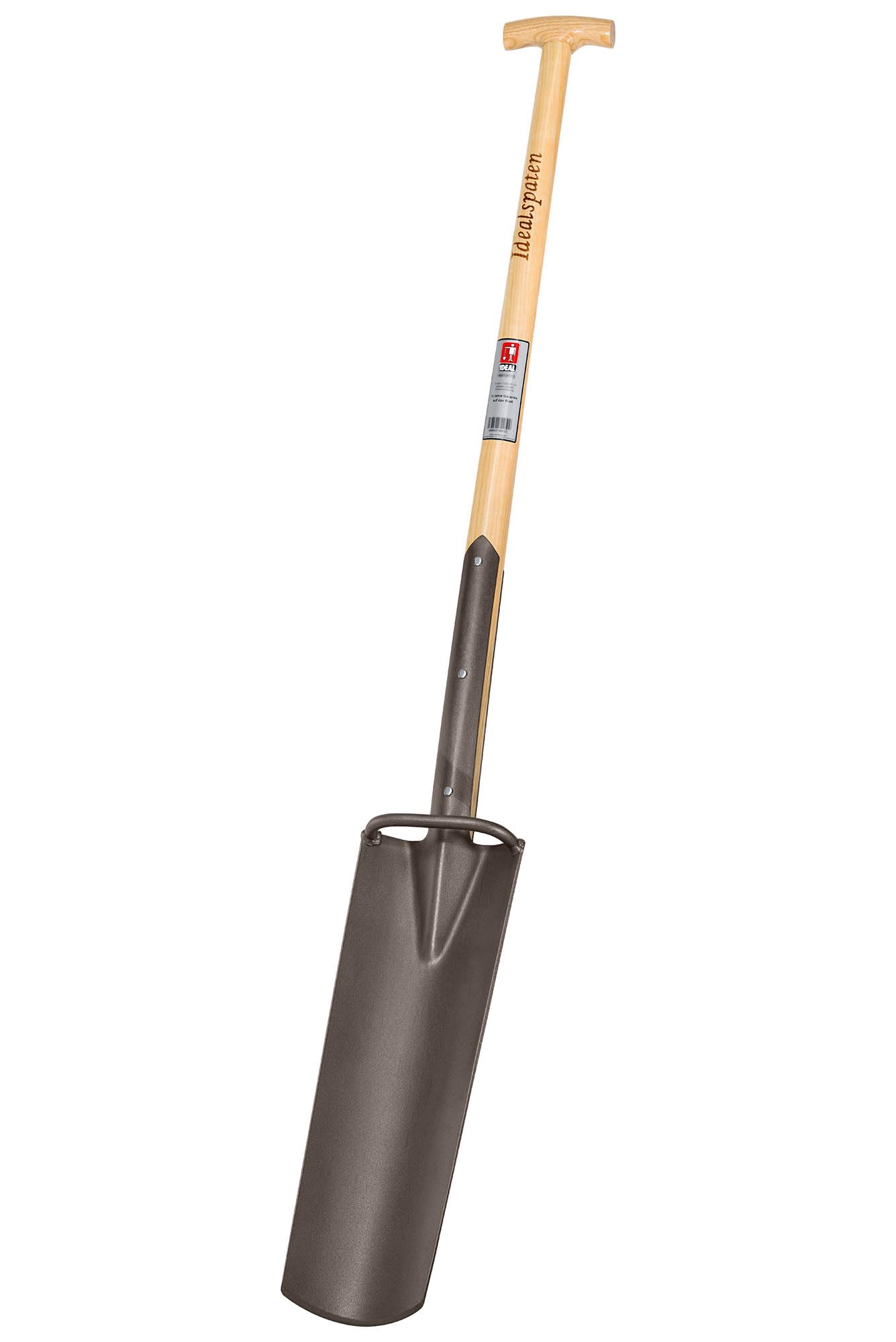 IDEAL - Pala de Drenaje con Mango en T de Fresno de 85 cm y Patada | Autoafilable, un especialista en excavar Agujeros Estrechos y Profundos | Zanjas para Canales de Cable o tuberías