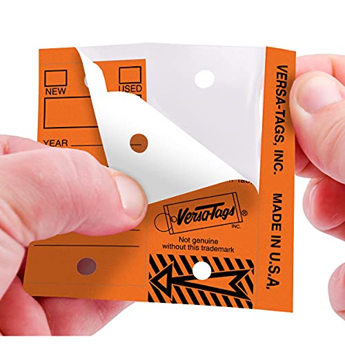 Image of Versa-Tags Orange Self-Protecting Key Tags with Chrome-Plated Split Rings, 500 Count Automotive Dealership Key Tags for Car Truck RV Inventory & Service Organization