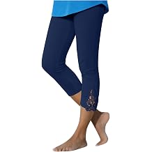 Capri Pants for Women Stretchy Tummy Control Workout Leggings Casual Slim Comfy Athletic Gym Yoga Lace Cropped Pant