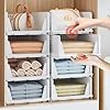 Neprock Clothes Organizers and Storage, 5 Pack Stackable Plastic Bins, Foldable Closet Organizers Drawers for Clothing storage (5L)（White）