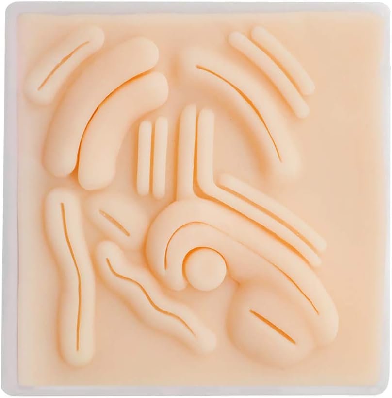 Silicone Laparoscopic Suture Simulation Pad with 12 Pre-Cut Wounds for Suture Training to Medical Student Doctor Nurse Teaching