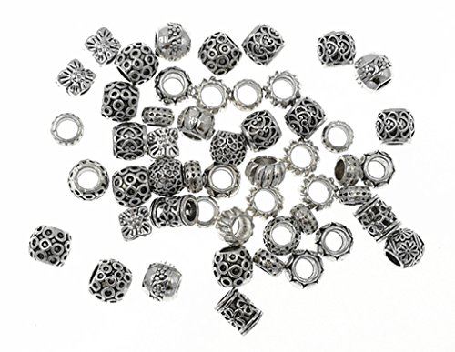 Kinteshun Bracelet Beads Alloy Multistyle Spacer Charm For Diy Jewelry Making Accessaries(Tibetan Silver Tone,100 Gram/About 60Pcs) #TOP4