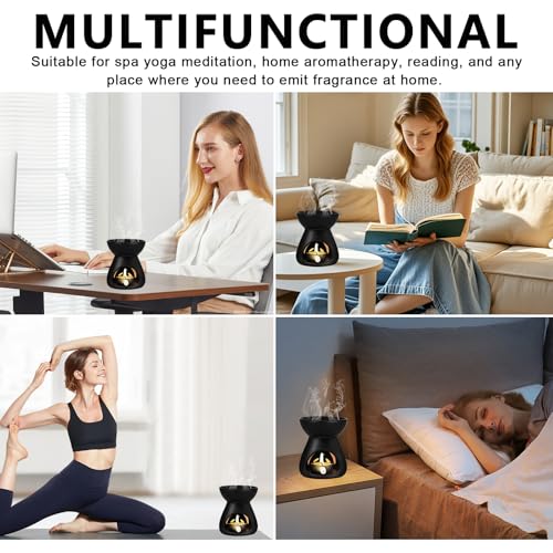2pcs quemador de vela de cerámica, quemadores de aceite esencial, quemador de aceite con cuchara de vela, lámpara de perfume lámpara aromática difusor de aroma para dormitorio, oficina, hogar - imagen 4