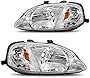 DWVO Headlight Assembly Compatible with 99 00 1999 2000 Civic Headlamps (Chrome Housing Clear Lens Amber Reflector)