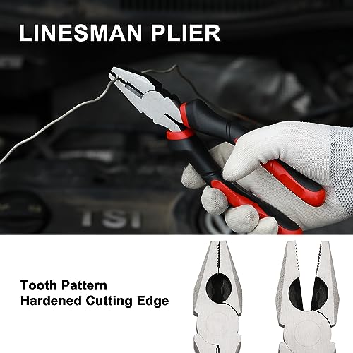 Image of Mayouko 5PCS Pliers Set, 8 Inch Groove Joint Pliers, 6 Inch Long Nose, 6 Inch Slip Joint, 6 Inch Diagonal Cutting, 7 Inch Linesman Pliers, Pliers Set for DIY&Home