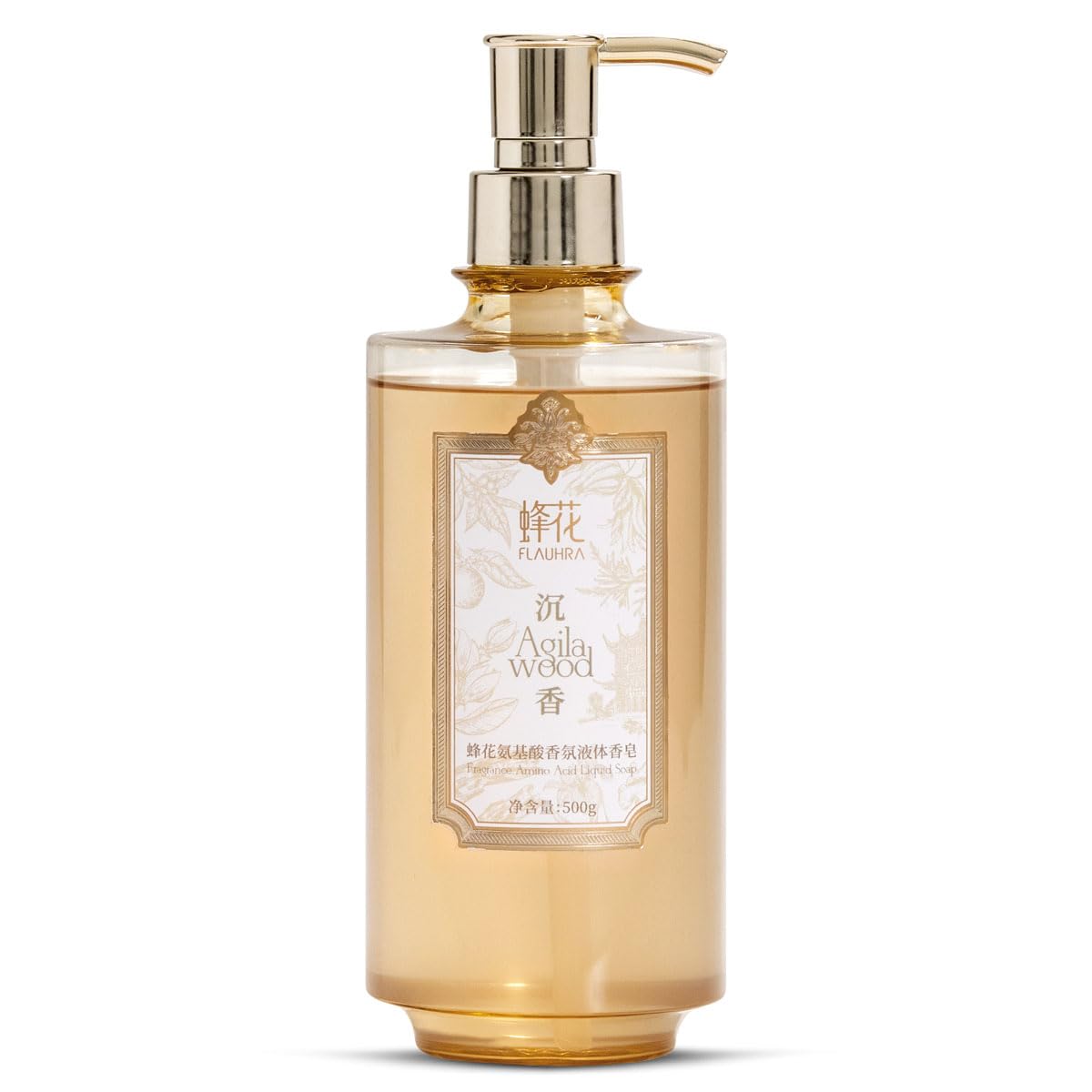 Bee & Flower Moisture Body Wash Fragrance Amino Acid Liquid Soap Mild & Gentle Shower Gel Luxurious Perfume Scented Snow & Agilawood Nourishing Soap Hair Face and Body Soap - 16.8 Fl Oz