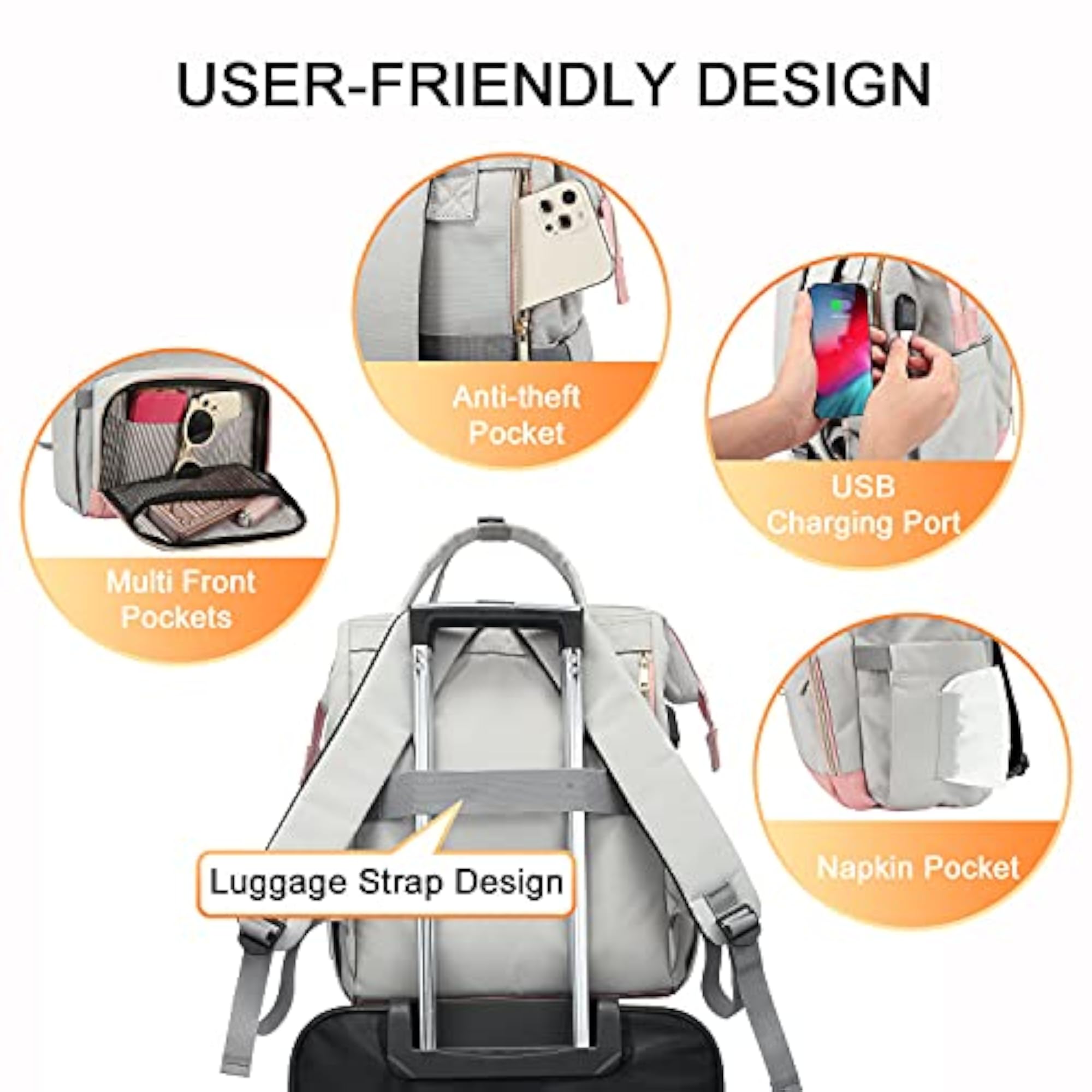 Fashion Laptop Backpack for Women, Travel & Work Bag