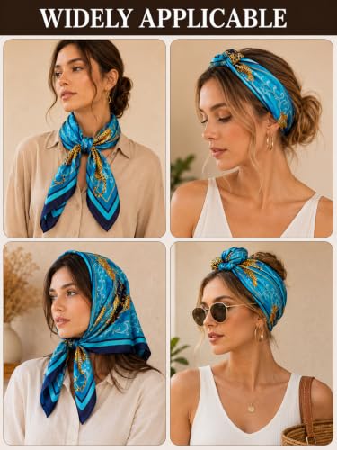 Image of Ravaiyaa - Attitude is everything Women Printed Silk Bandana 21 x 21 Inch Square Headband & Hair Wrap, Soft & Versatile | Fashion Neck Wrap