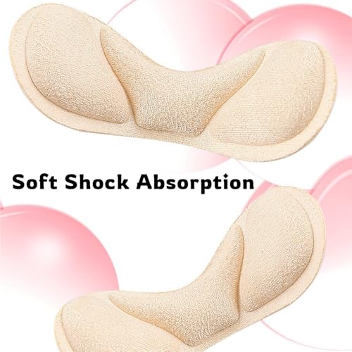 Image of Heel Pads for Shoes, Heel Inserts for Women Men Loose Shoes, Heel Protectors, Non-Slip Heel Grips, Memory Foam Cushions Prevent Blisters & Heel Slipping (4 Pairs, Beige+Black)