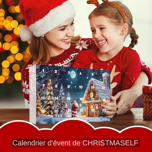 Décoration nains calendrier 24 jours pour cheminée et bureau d'hiver familial