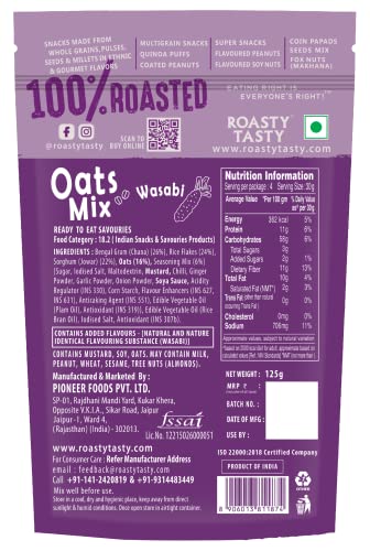 Image of Roasty Tasty Roasted Oats Mix Wasabi | Healthy Snacks | Chickpeas Diet Chiwda | Not fried Snack | Chivda | Roasted Namkeen Mixture | Guilt Free | Protein Snack | Crunchy & Tasty | Pack of 2 (125g each)
