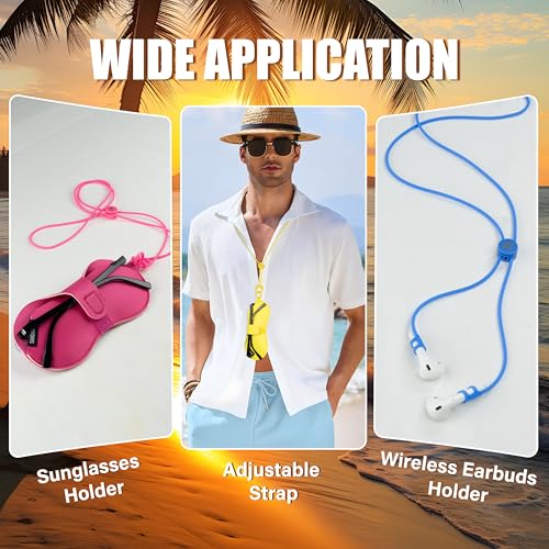 SANDIAN Neoprene Sunglasses Pouch Holder Case with Strap, Light Blue, Super Light, Floats on Water for Anti-Lost (BLACK)