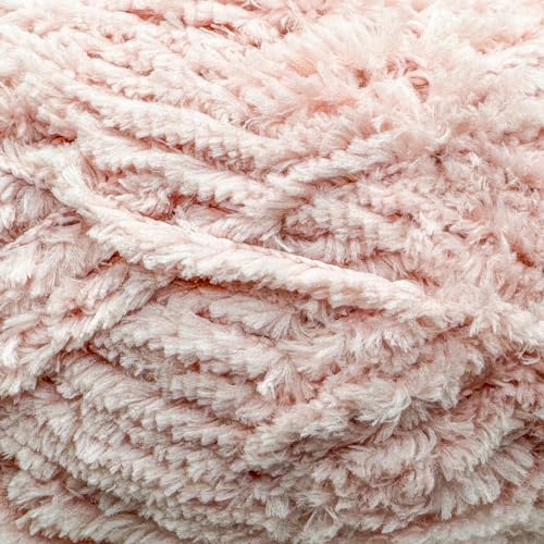 Image of Plush Faux Fur Bulky Yarn, Super Soft Fluffy Fuzzy for Knitting Crocheting Crafting, 100 Gram (3.53 Ounces) 109 Yards (100 Meters) (Misty Rose)