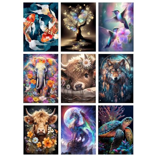 Peinture diamant 5D adulte pour décorer le salon - Kit de loisir créatif mural animaux