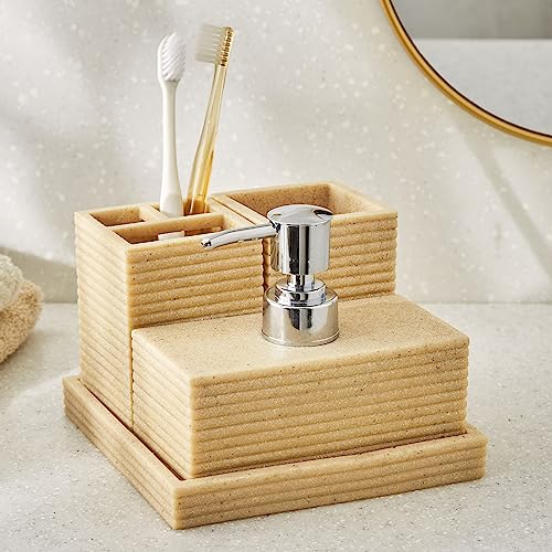 Image of Home Centre Derby 4Pcs Ribbed Polyresin Bathroom Set