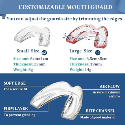 Mouth Guard for Clenching Teeth at Night, 4 Pcs Night Guards for Teeth Grinding, Professional Dental Guards for Grinding Teeth, Moldable Mouthguards for Grinding of Teeth, Teeth Grinding Guard
