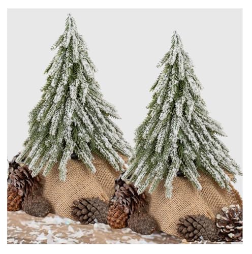 Factory Direct Craft Artificial Snowy Christmas Pine Trees with Burlap Base Set of 2 - for Christmas...