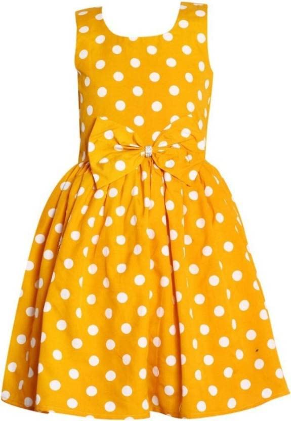 Rcube Girls Midi/Knee Length Casual Dress (Yellow, Sleeveless) Size:- 4-5 Years - Model: 025_Yellow