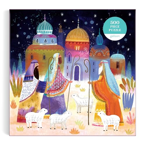 Galison Journey of Three Kings – Rompecabezas de 500 piezas con obra que captura el viaje de los Reyes Magos en una composición vibrante de tonos joya miniatura 6