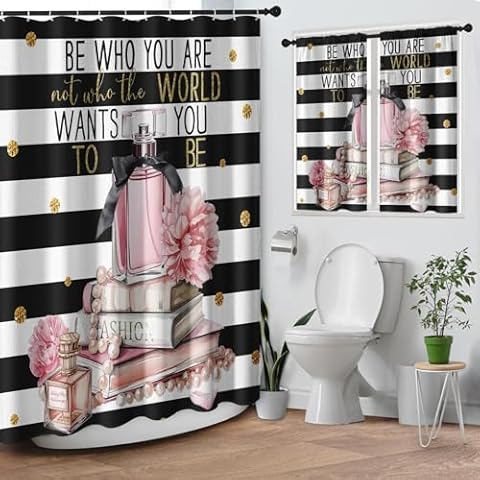 Culudea Inspirational Quotes Bathroom Curtain Set Cover