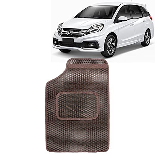 Image of Kingsway Dotted Design Car Floor Foot Mats Universal Fit for Honda Mobilio, Model Year : 2013-2016, Water and Dustproof, Color Brown, Set of 5 Pieces