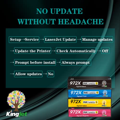 Kingjet 972X Ink Cartridges Replacement For Hp 972X 972 Ink For Pagewide Pro 477Dw 577Dw 577Z 552Dw 452Dn 452Dw 477Dn Pagewide Managed P55250Dw P57750Dw Printer, 4 Pack (Black Cyan Maganta Yellow) #TOP3
