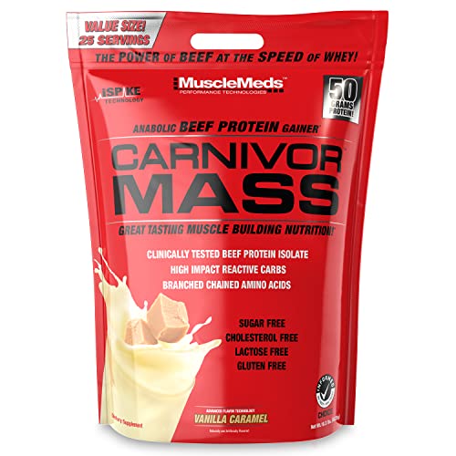 Image of MuscleMeds Carnivor Mass Anabolic Beef Protein Gainer, Vanilla Caramel, 10 Pounds